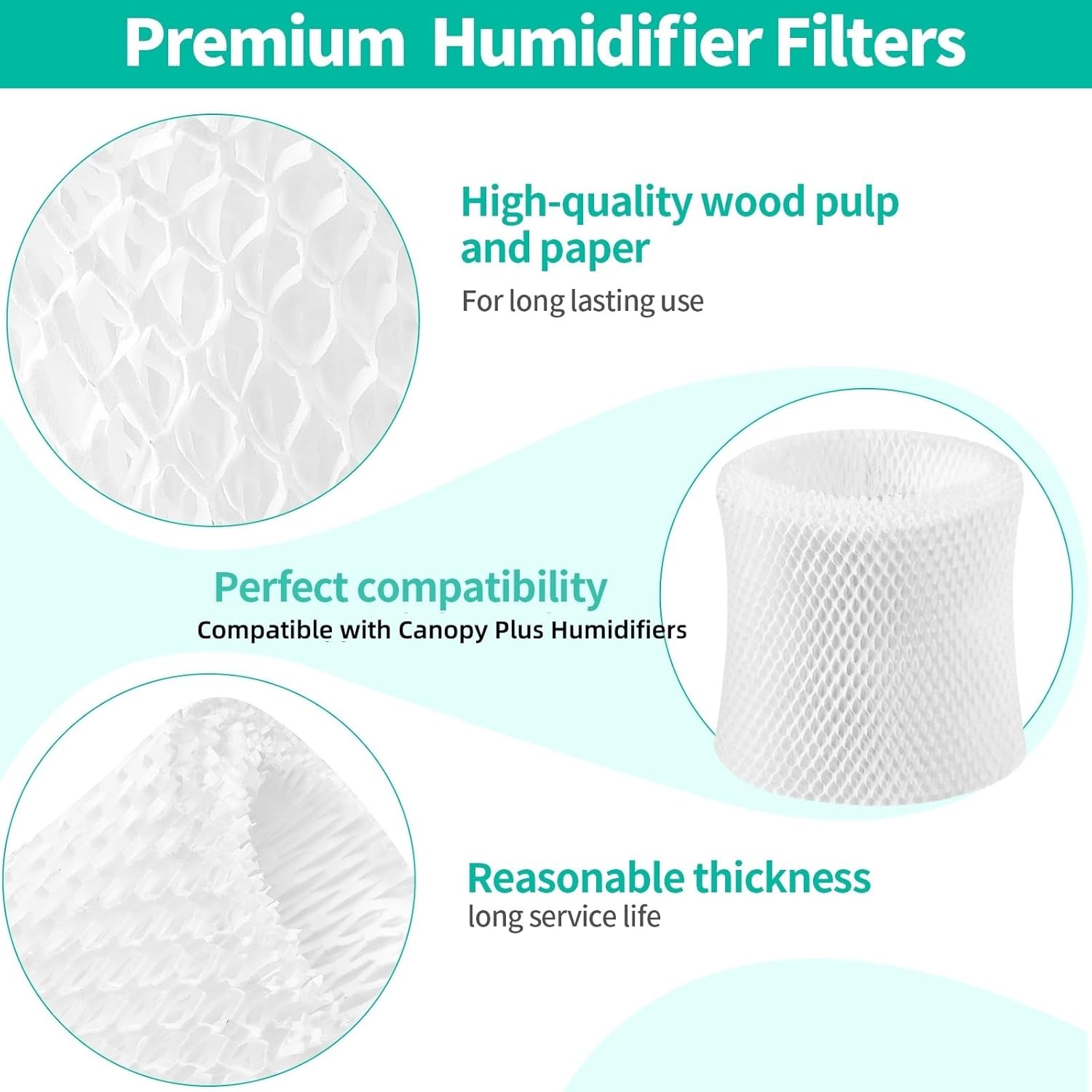 Canopy Plus Compatible Humidifier Filter 2 Pack for Gazeer Humidifier - Large Room Wood Pulp Paper Filter (5.5L)