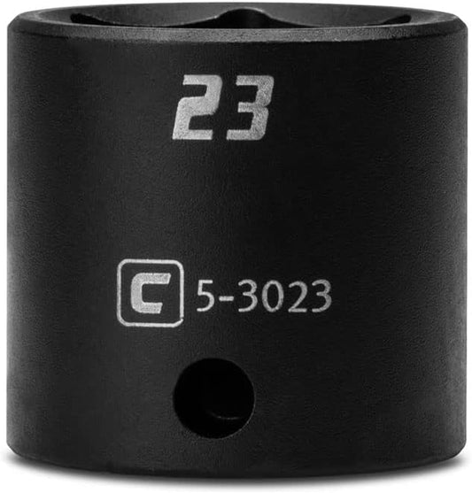 Capri Tools 3/8-Inch Drive Shallow Impact Socket, 6-Point, Metric - 23 mm