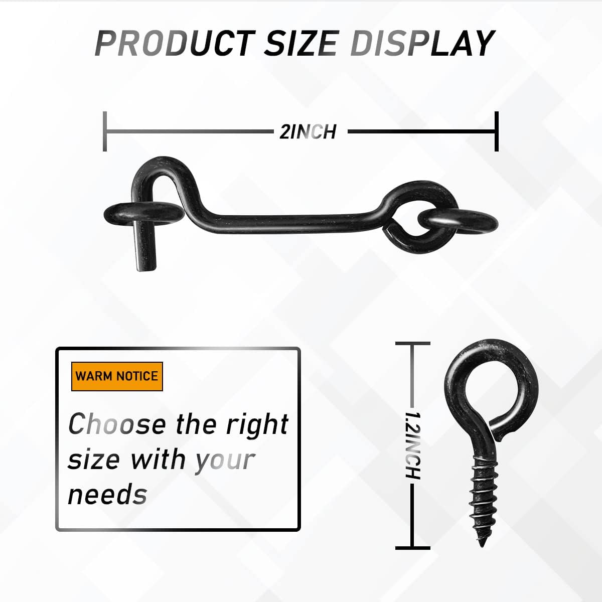 Carbon Steel Swivel Window Latch Hook Set with Mounting Screws - 2 Inch Door Hook Latch for Gate, Cabin, and Eye Latch - Pack of 5