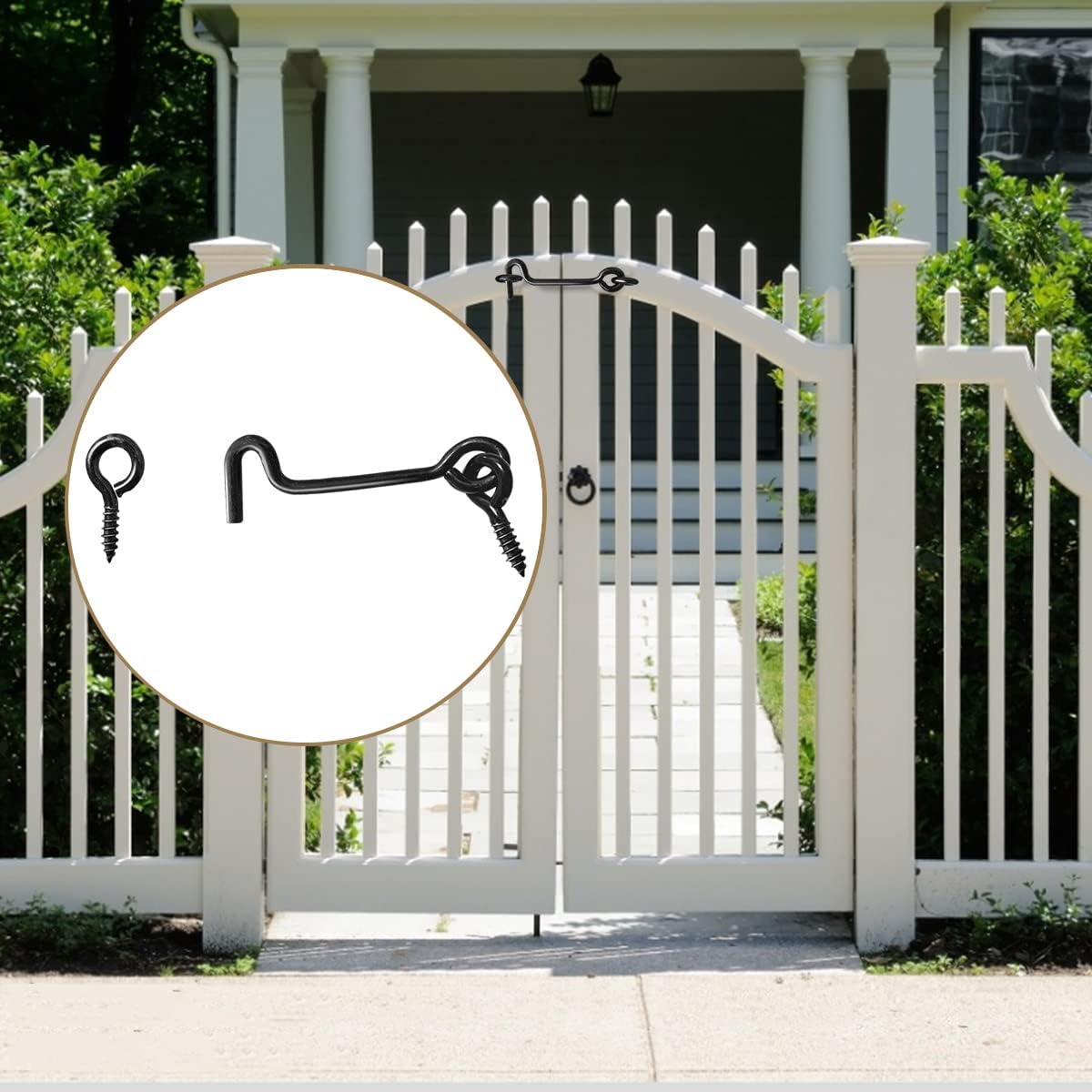 Carbon Steel Swivel Window Latch Hook Set with Mounting Screws - 2 Inch Door Hook Latch for Gate, Cabin, and Eye Latch - Pack of 5