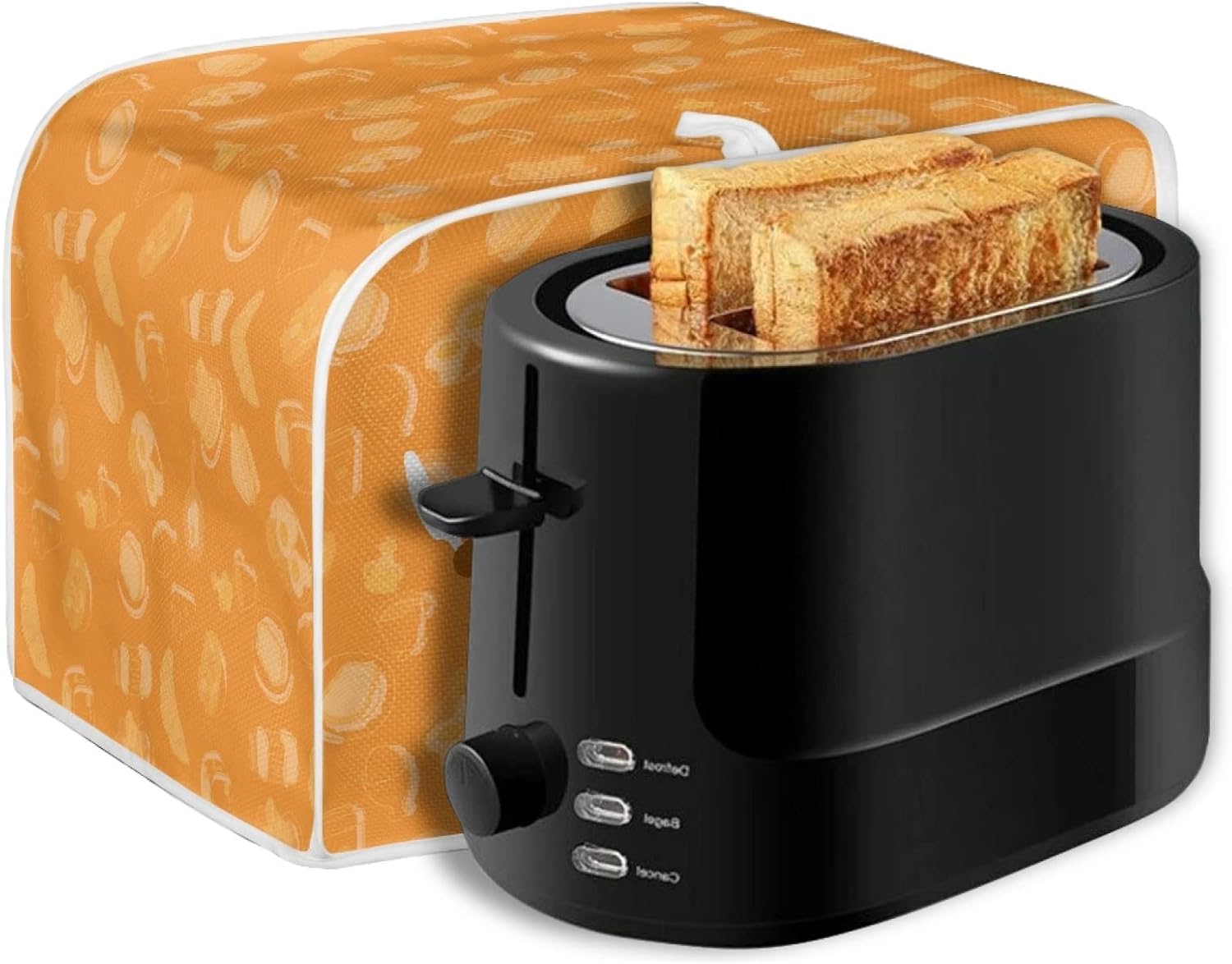 Cartoon Toaster Design Cover for 2 Slice Toaster - Dust and Fingerprint Protection for Small Kitchen Appliances