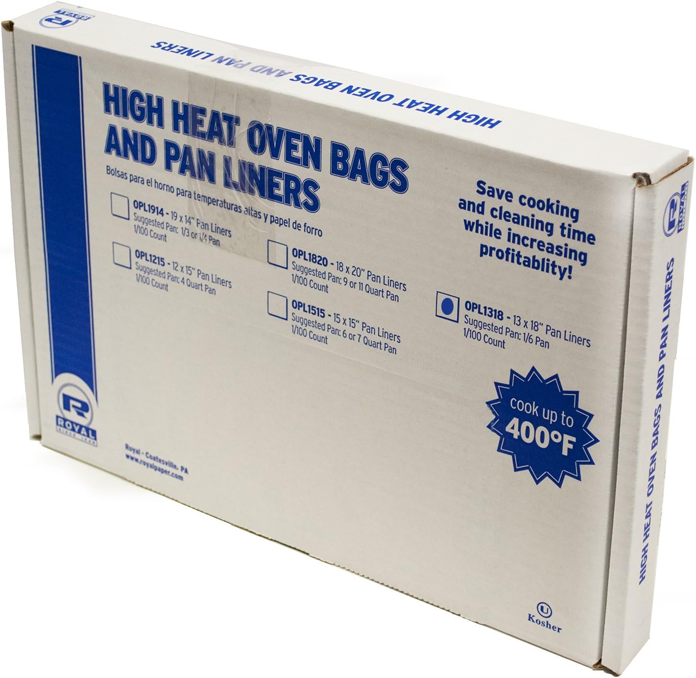 Case of 100 Royal 1/6 Pan High Heat Oven Pan Liners - 13" x 18" Dimensions