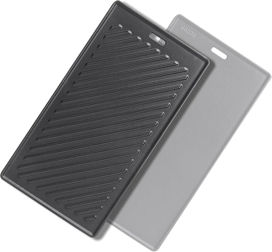 Cast Iron Griddle for Monument Grill 14633, 25392, Mesa400, Mesa200S - Reversible Grill Plate for Mesa220, Mesa200R, Mesa200B, Mesa200G, Mesa425 Gas Grill Accessories - SafBbcue A005 Replacement Parts