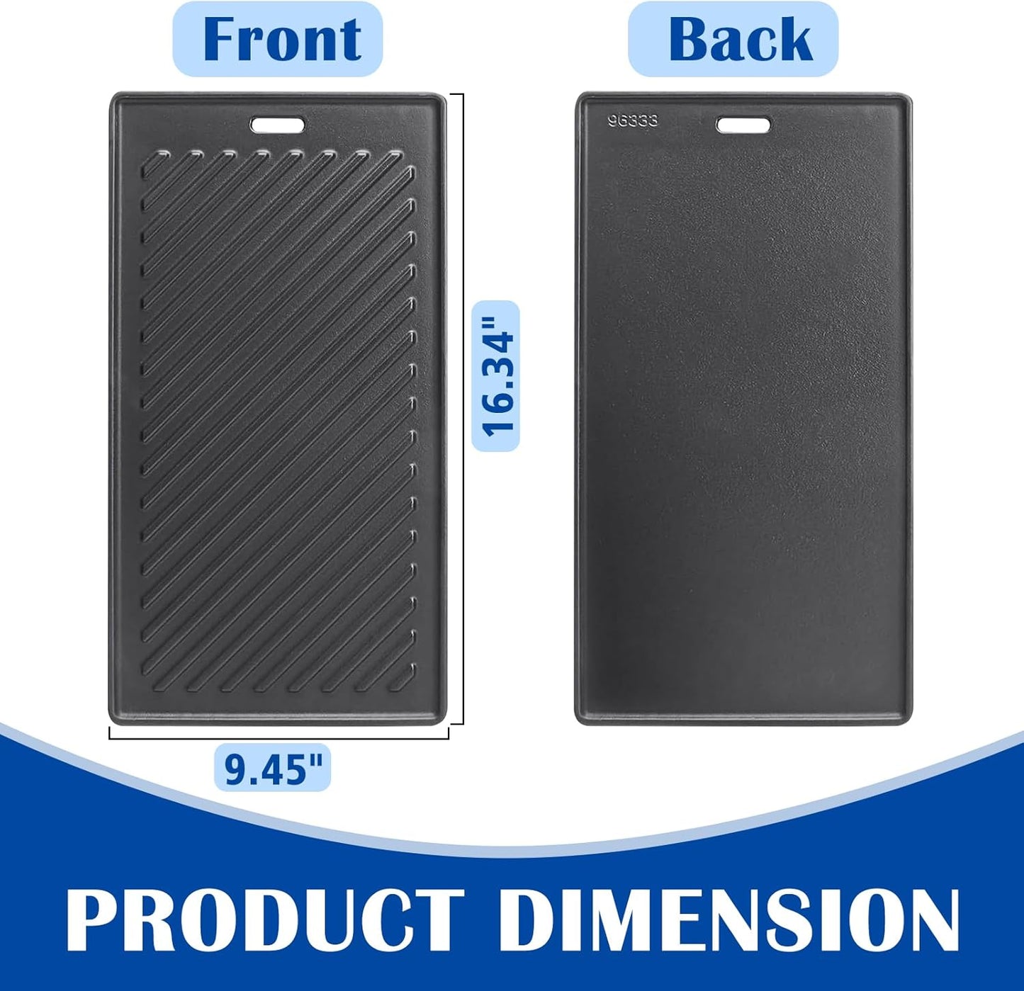 Cast Iron Griddle for Monument Grill 14633, 25392, Mesa400, Mesa200S - Reversible Grill Plate for Mesa220, Mesa200R, Mesa200B, Mesa200G, Mesa425 Gas Grill Accessories - SafBbcue A005 Replacement Parts