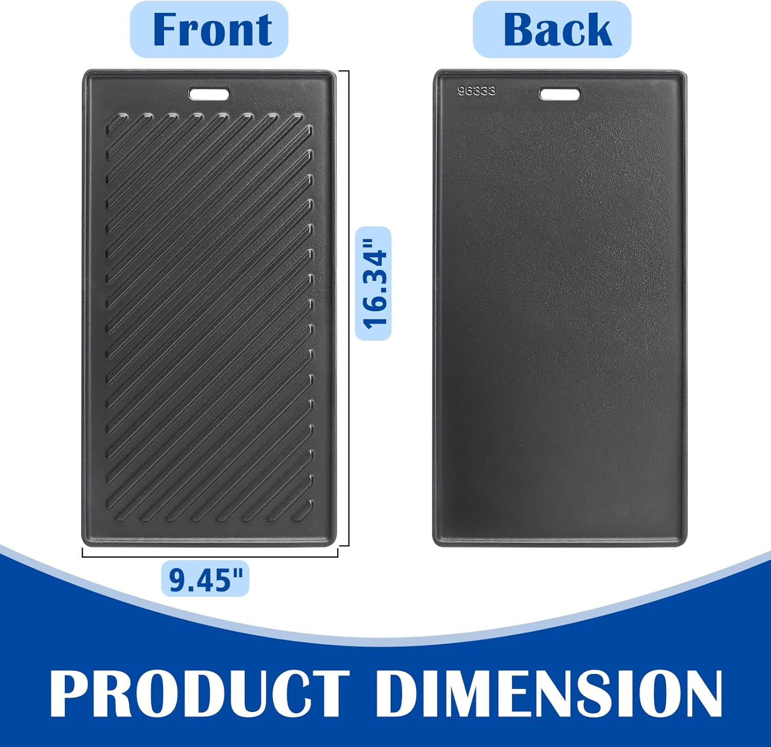 Cast Iron Griddle for Monument Grill 14633, 25392, Mesa400, Mesa200S - Reversible Grill Plate for Mesa220, Mesa200R, Mesa200B, Mesa200G, Mesa425 Gas Grill Accessories - SafBbcue A005 Replacement Parts