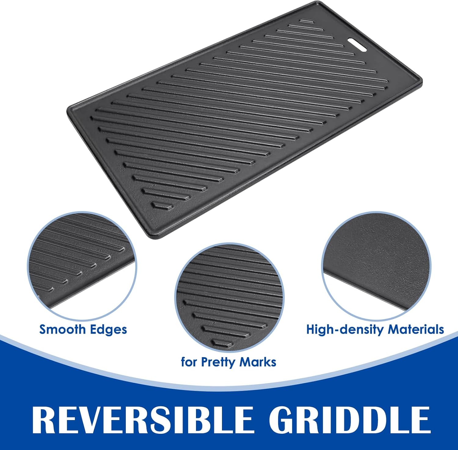Cast Iron Griddle for Monument Grill 14633, 25392, Mesa400, Mesa200S - Reversible Grill Plate for Mesa220, Mesa200R, Mesa200B, Mesa200G, Mesa425 Gas Grill Accessories - SafBbcue A005 Replacement Parts