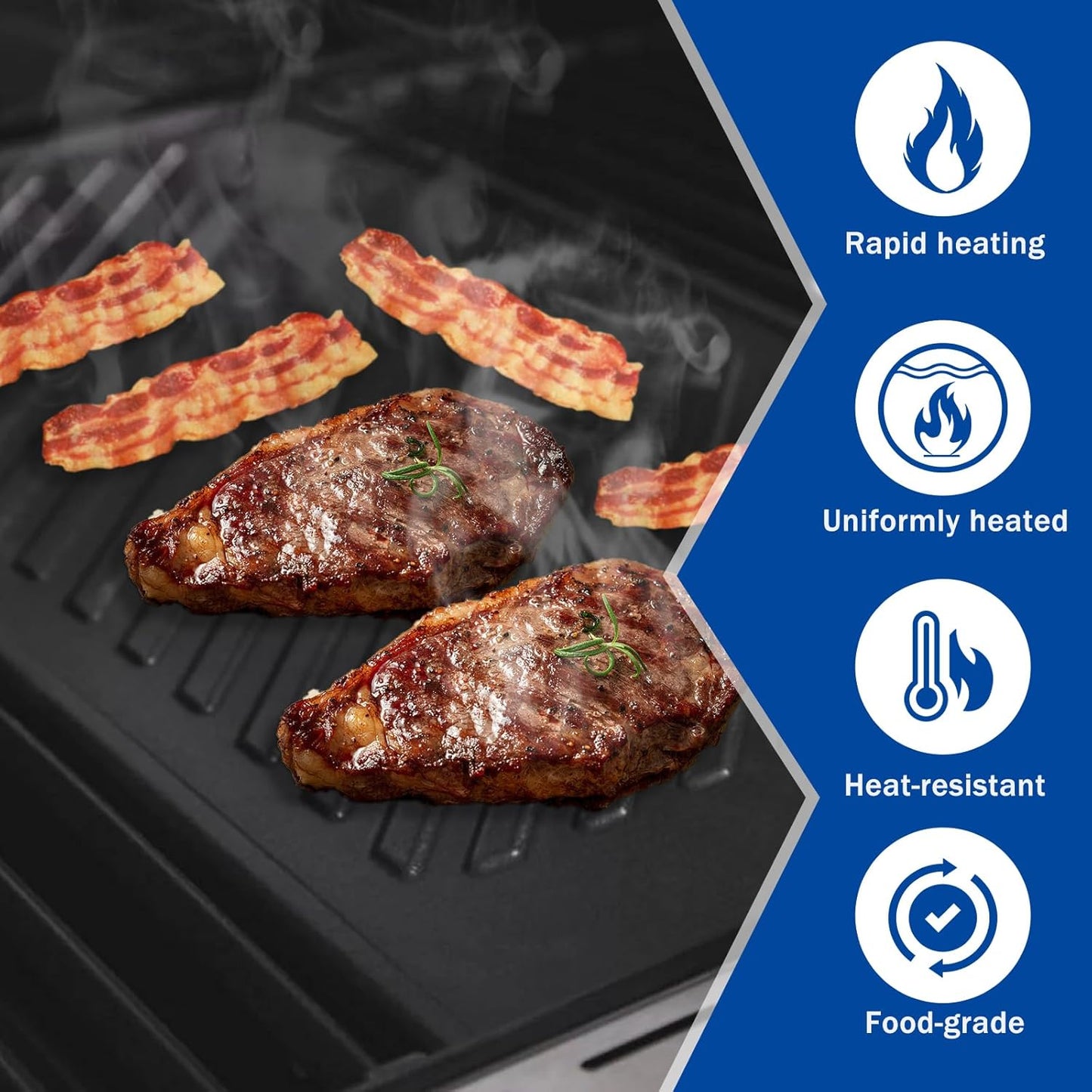 Cast Iron Griddle for Monument Grill 14633, 25392, Mesa400, Mesa200S - Reversible Grill Plate for Mesa220, Mesa200R, Mesa200B, Mesa200G, Mesa425 Gas Grill Accessories - SafBbcue A005 Replacement Parts