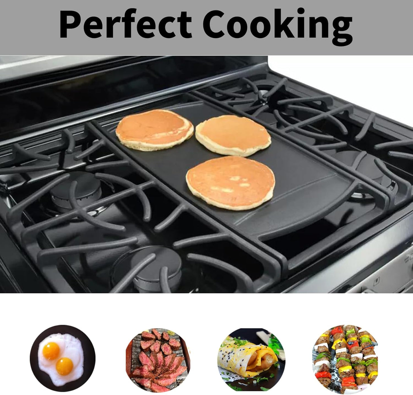 Cast Iron Griddle Replacement for Frigidaire Gas Ranges - Fits BGGF3042KFC, FGGF3054MFC - 1 Pack