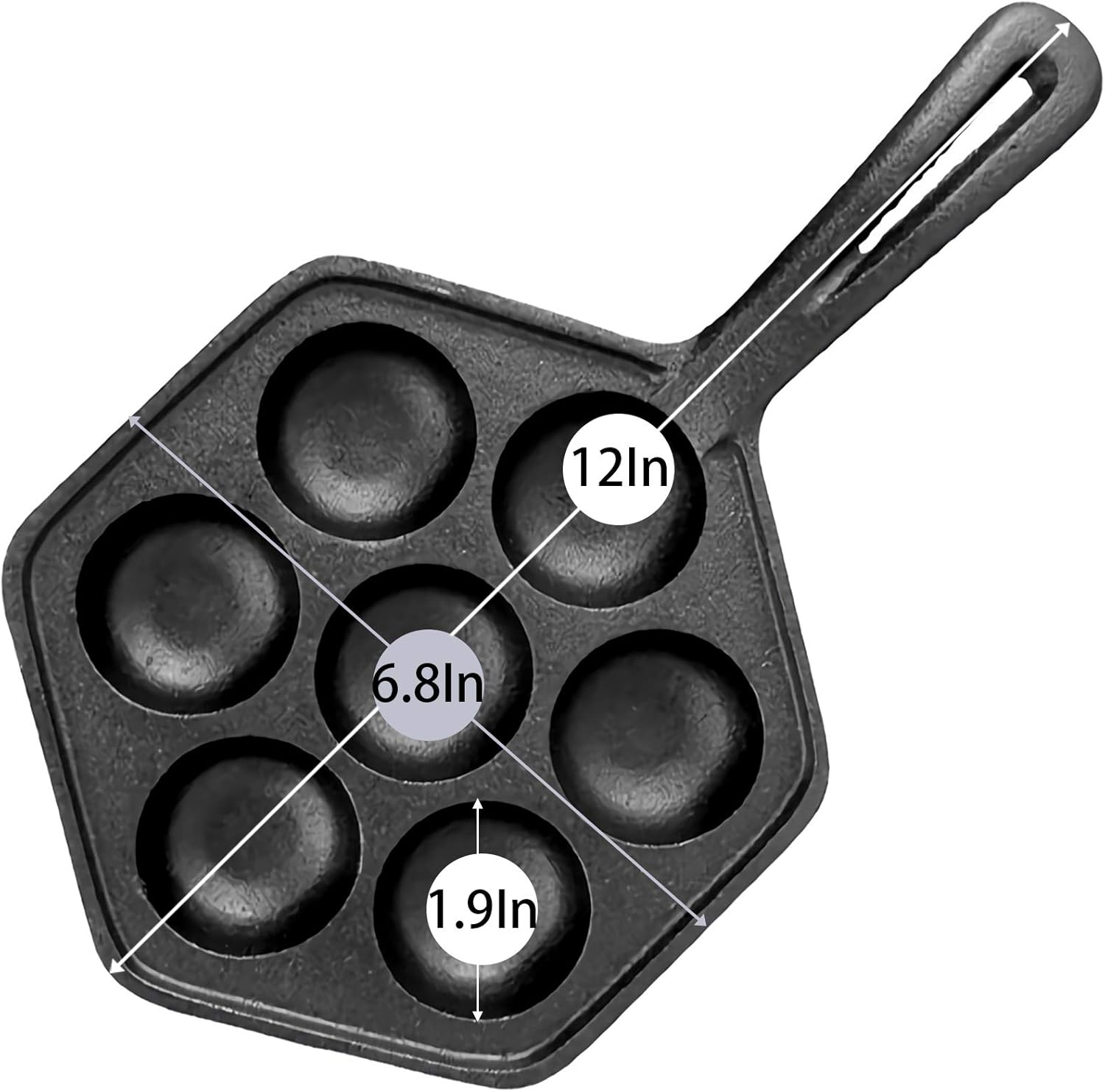Cast Iron Nonstick Aebleskiver Pan & Takoyaki Griddle for Munk, Pancake Balls, Poffertjes, Puffs, Takoyaki, Banh Khot, Thai Kanom Krok