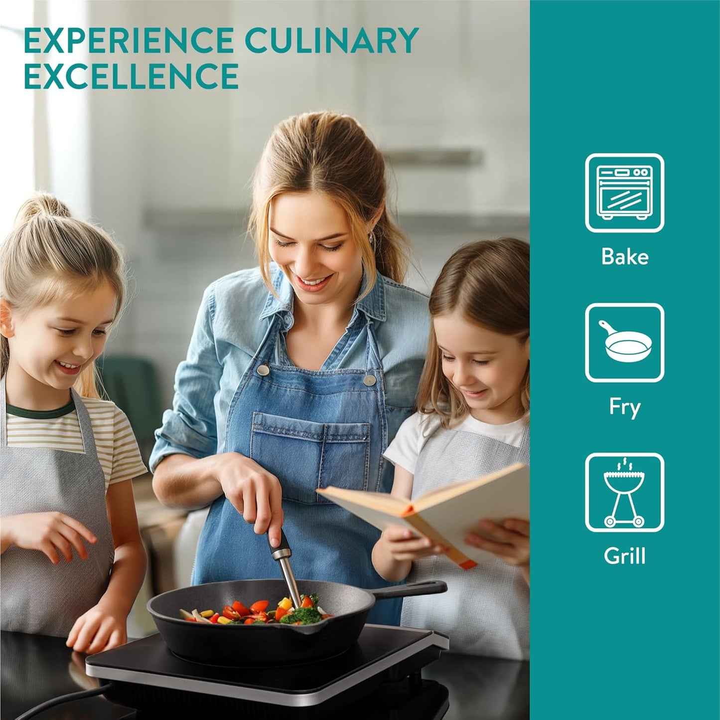 Cast Iron Skillet Set - Durable 3-Piece Pan Set for Frying, Searing, Sautéing - 15cm/20cm/25cm Skillets with Excellent Heat Retention - All-in-One Cookware Pot Set