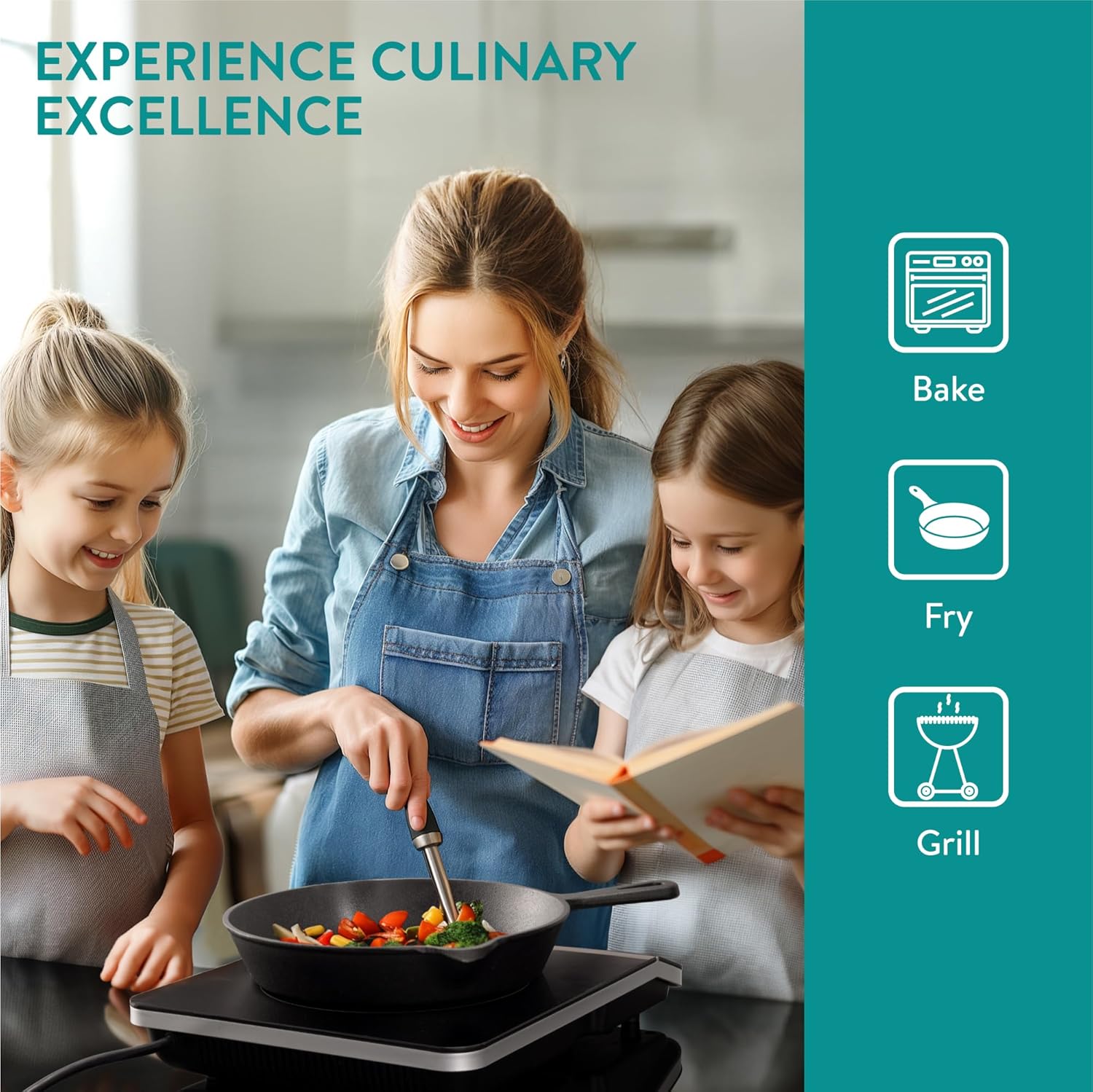 Cast Iron Skillet Set - Durable 3-Piece Pan Set for Frying, Searing, Sautéing - 15cm/20cm/25cm Skillets with Excellent Heat Retention - All-in-One Cookware Pot Set