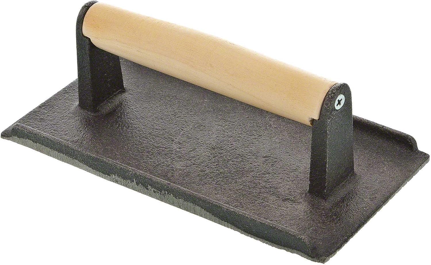 Cast Iron Steak Weight with Wooden Handle - Grill Press for Bacon, Burgers, Sandwiches - 4 1/8" x 8 1/4" Meat Press for Griddles