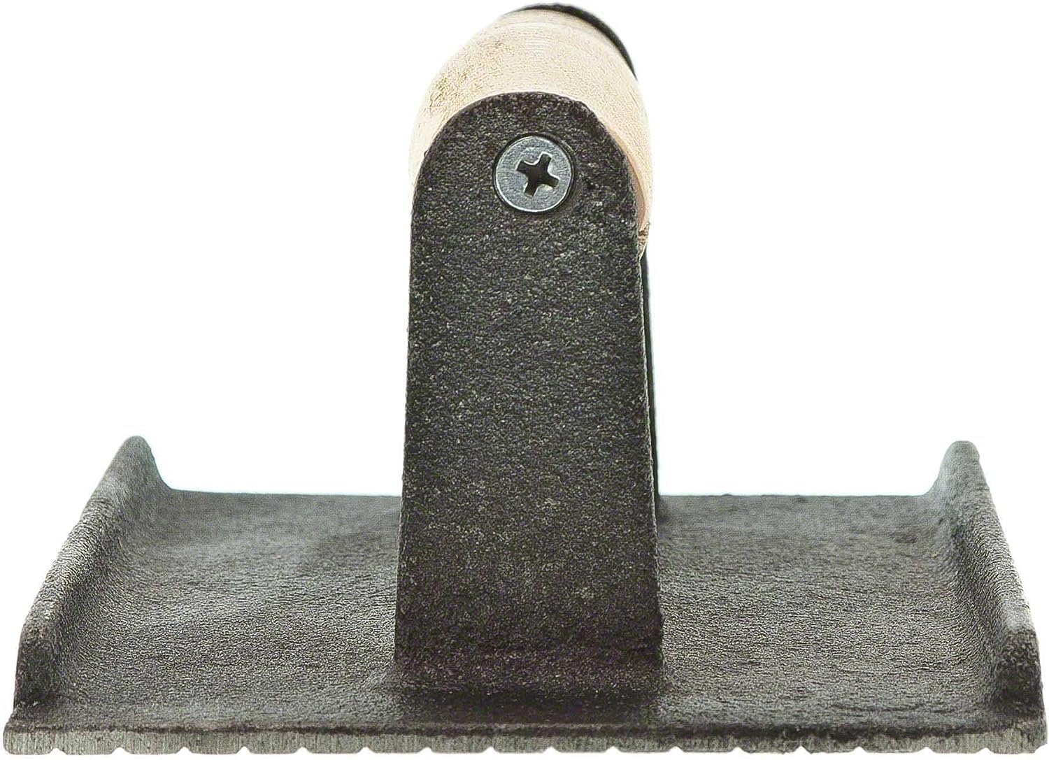 Cast Iron Steak Weight with Wooden Handle - Grill Press for Bacon, Burgers, Sandwiches - 4 1/8" x 8 1/4" Meat Press for Griddles