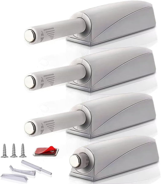 CBRIVE 4 Pack Heavy Duty Magnetic Push Latches for Hidden Doors - Grey Finish