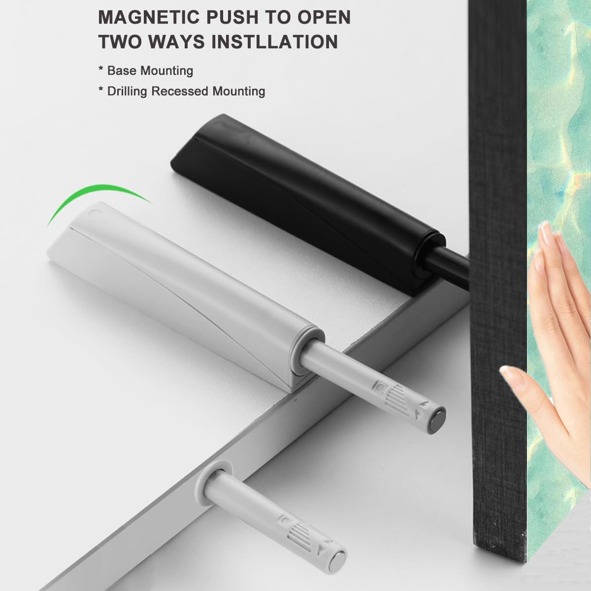 CBRIVE 4 Pack Heavy Duty Magnetic Push Latches for Hidden Doors - Grey Finish