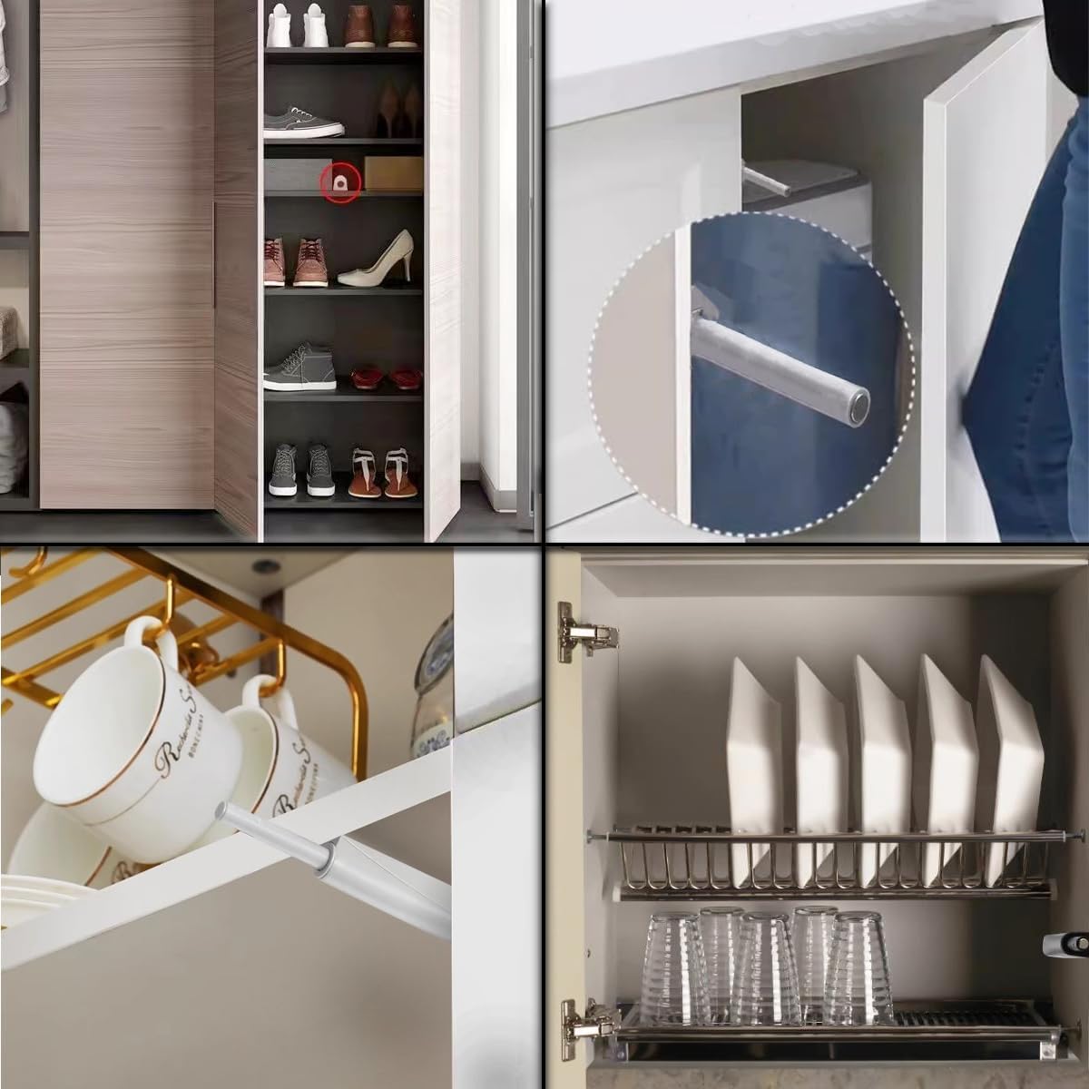 CBRIVE 4 Pack Heavy Duty Magnetic Push Latches for Hidden Doors - Grey Finish