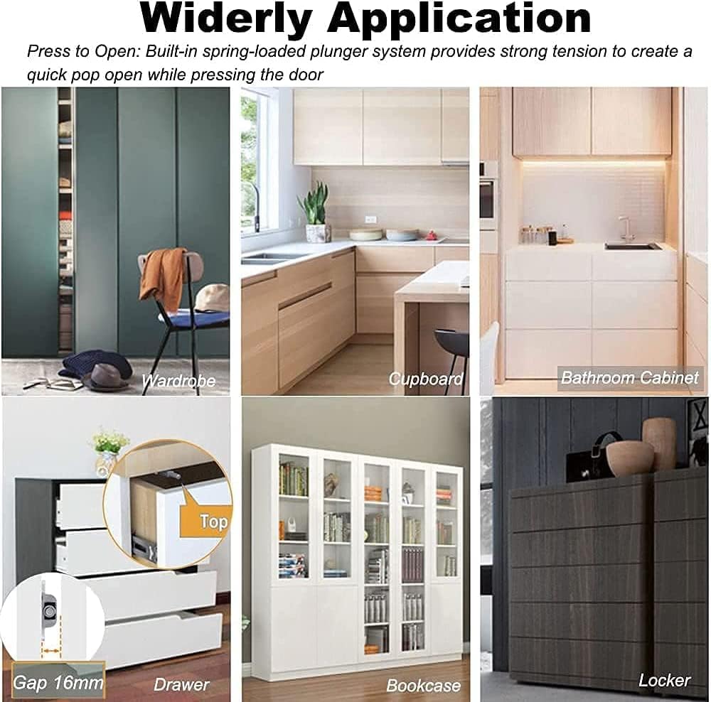 CBRIVE 4 Pack Heavy Duty Magnetic Push Latches for Hidden Doors - Grey Finish