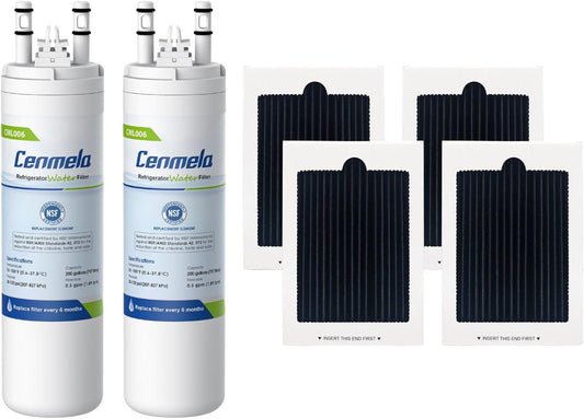 Cenmela CML006 Water and Air Filter Bundle Compatible with WF3CB and Pure Source 3 - 2 Water Filters, 4 Air Filters - 9 inches Height