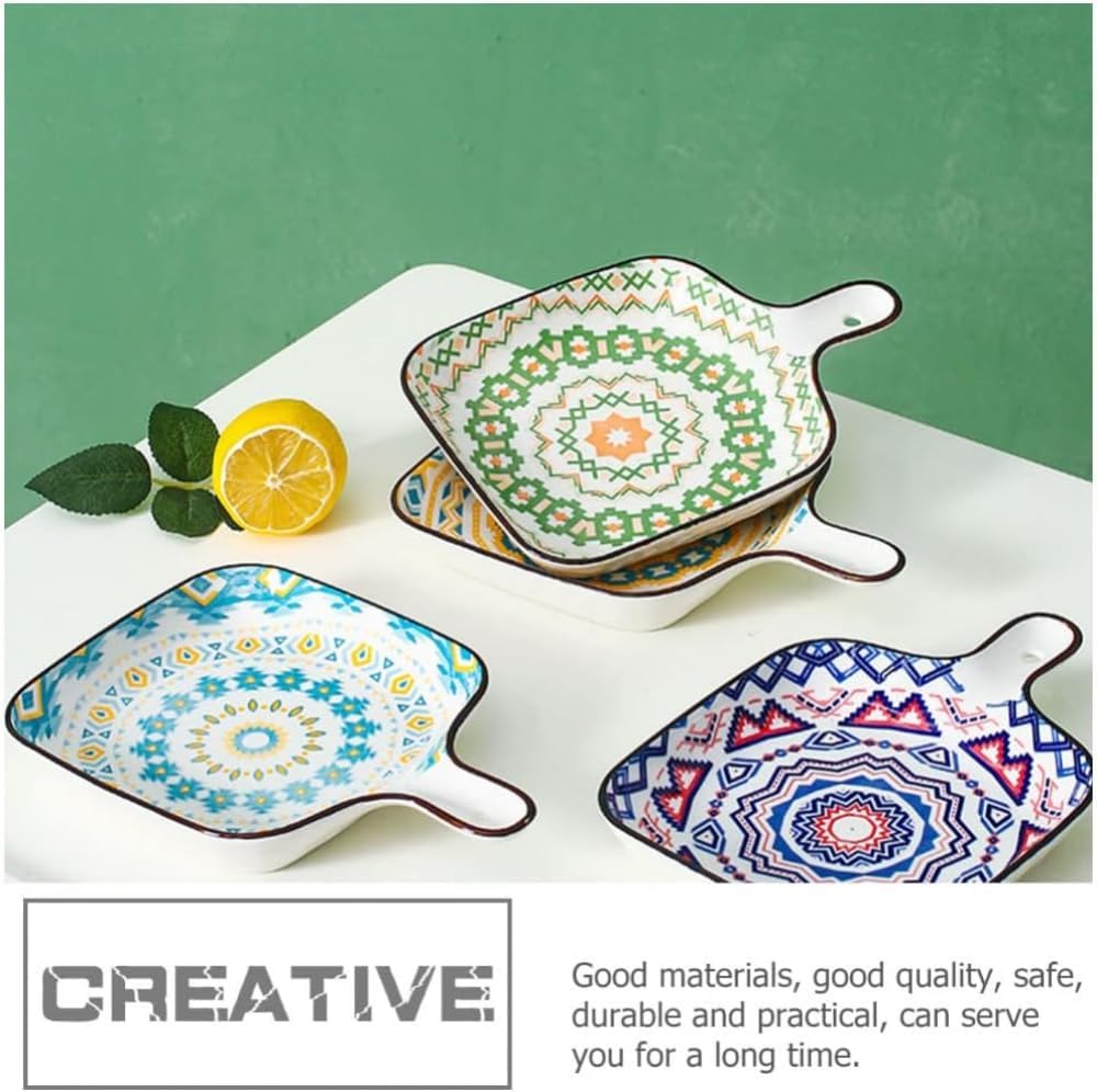 Ceramic Bakeware Set for Baking Dishes, Cheesecake, Bread, and Appetizers in Square Dinner Plates - Kitchen Serving Platter