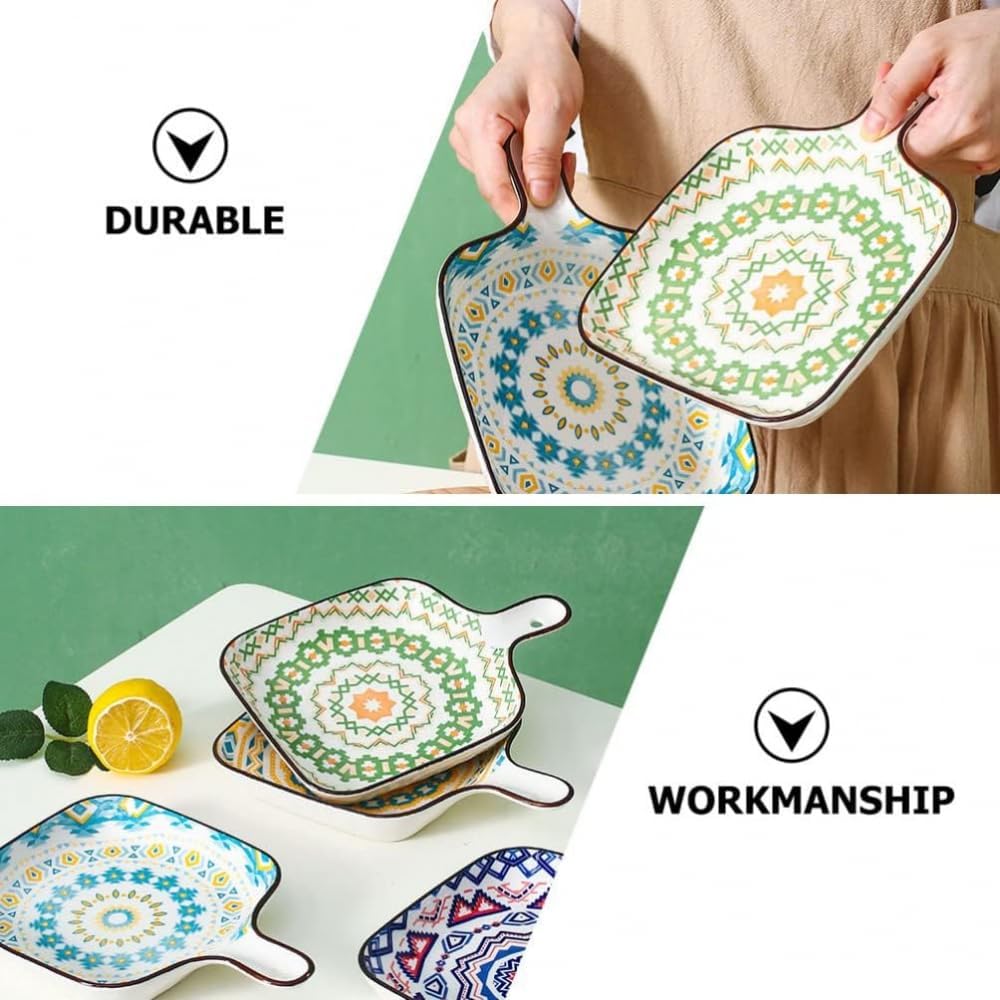 Ceramic Bakeware Set for Baking Dishes, Cheesecake, Bread, and Appetizers in Square Dinner Plates - Kitchen Serving Platter