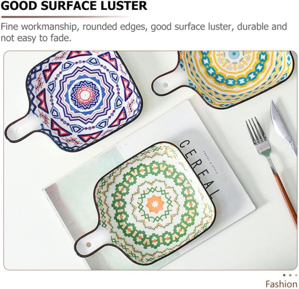 Ceramic Bakeware Set for Baking Dishes, Cheesecake, Bread, and Appetizers in Square Dinner Plates - Kitchen Serving Platter