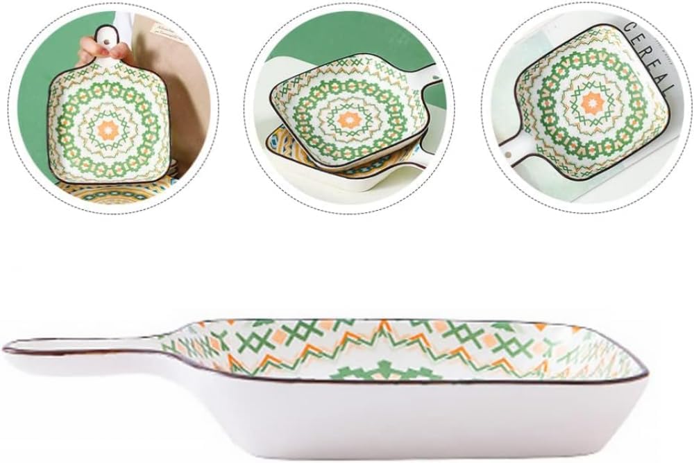 Ceramic Bakeware Set for Baking Dishes, Cheesecake, Bread, and Appetizers in Square Dinner Plates - Kitchen Serving Platter