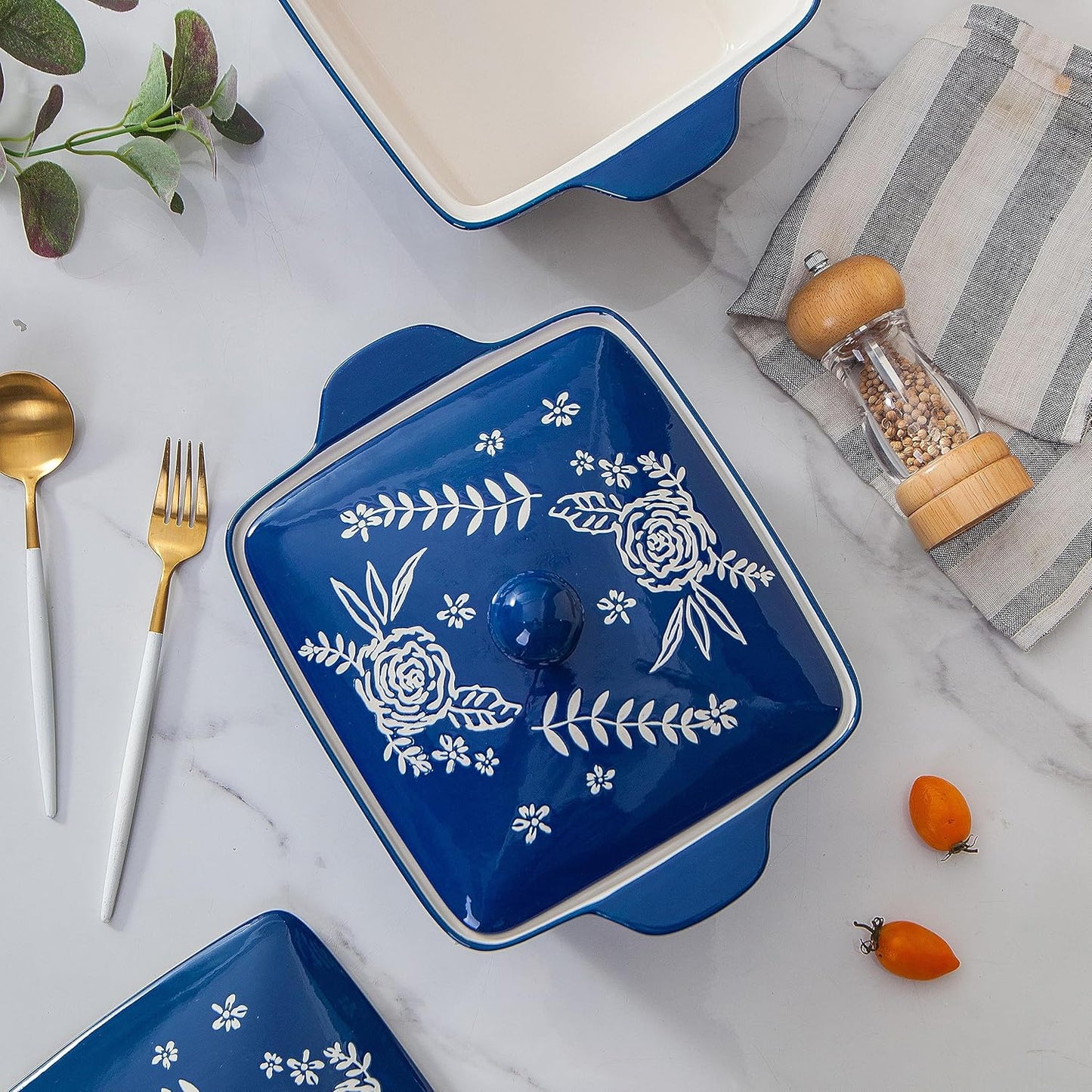 Ceramic Casserole Dish Set with Lid for Baking in Oven