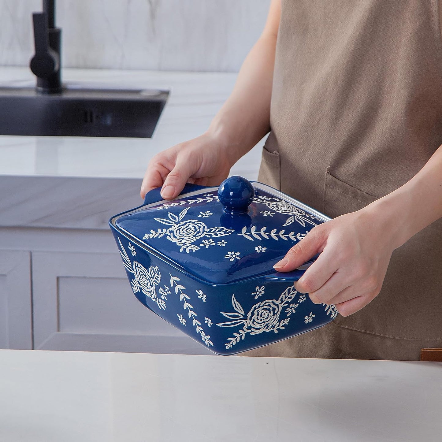 Ceramic Casserole Dish Set with Lid for Baking in Oven