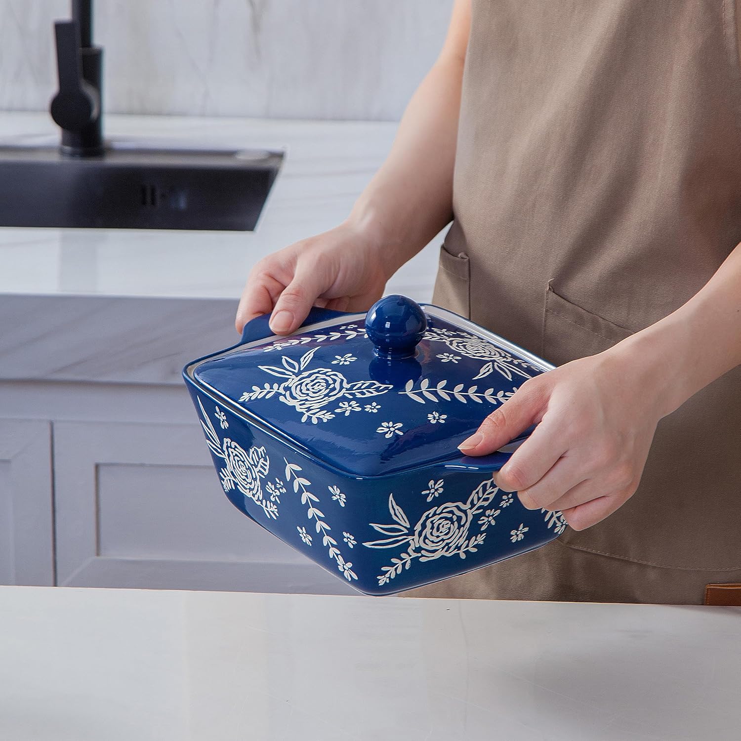 Ceramic Casserole Dish Set with Lid for Baking in Oven