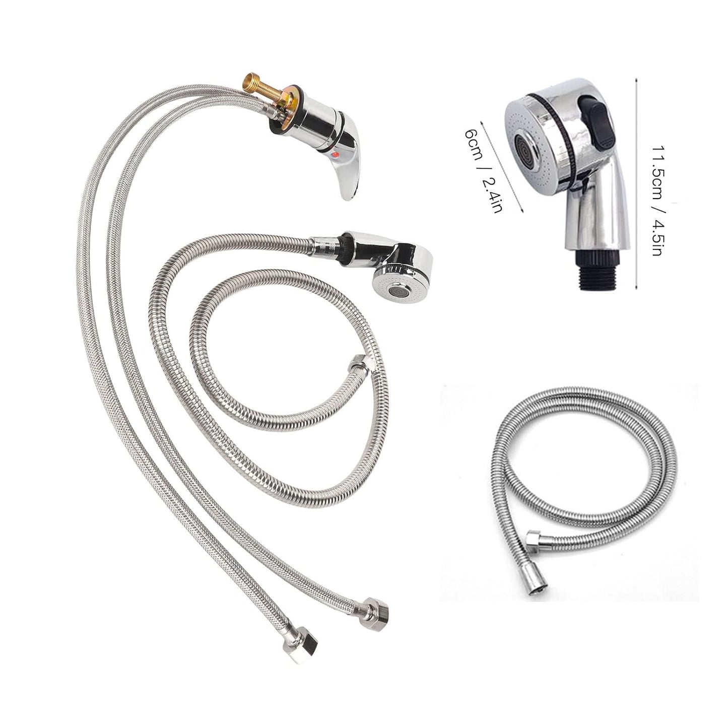 Ceramic Valve Shampoo Bowl Faucet and Sprayer Kit for Backwash Unit with 1.2m Hose - Hot Cold Water Sealing System