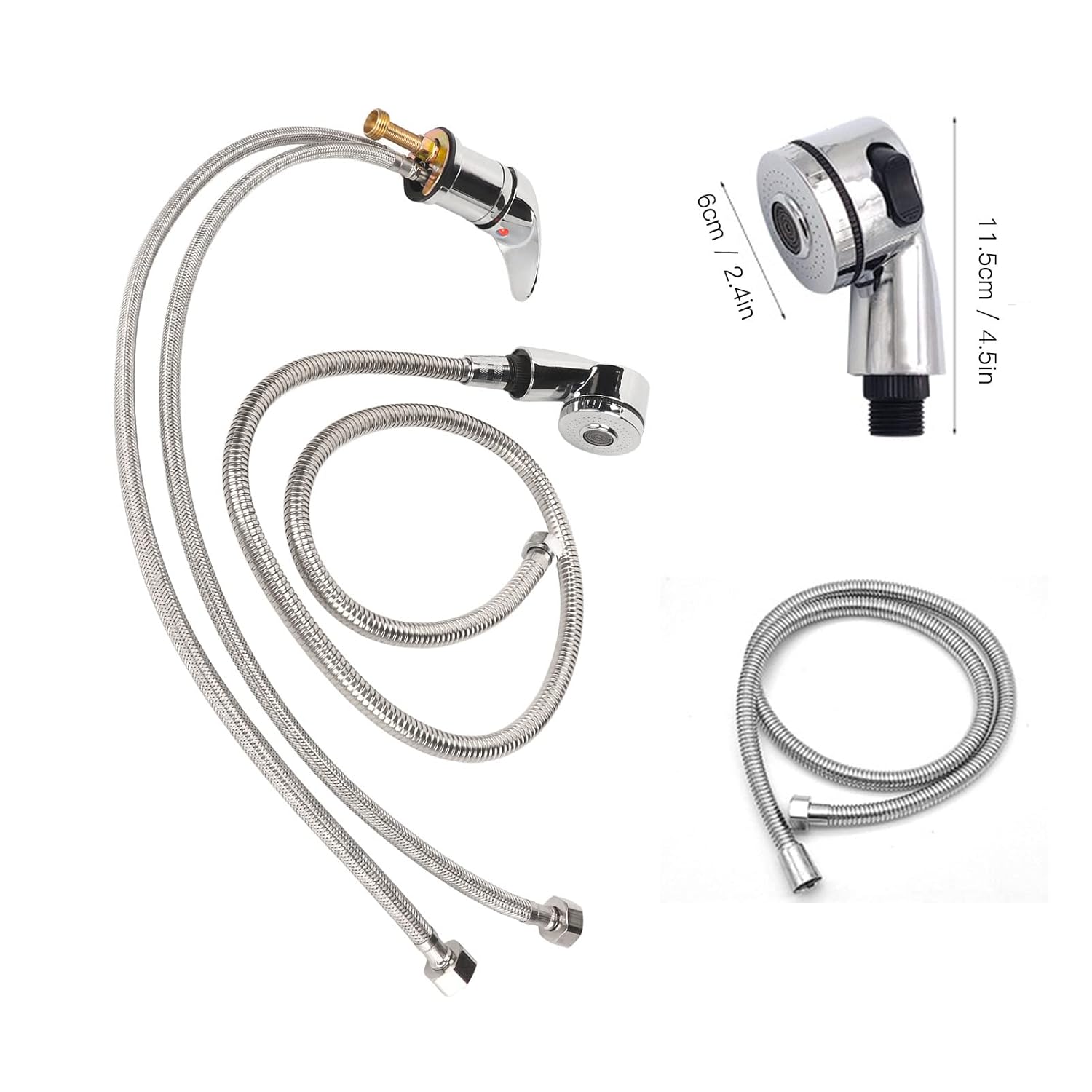 Ceramic Valve Shampoo Bowl Faucet and Sprayer Kit for Backwash Unit with 1.2m Hose - Hot Cold Water Sealing System