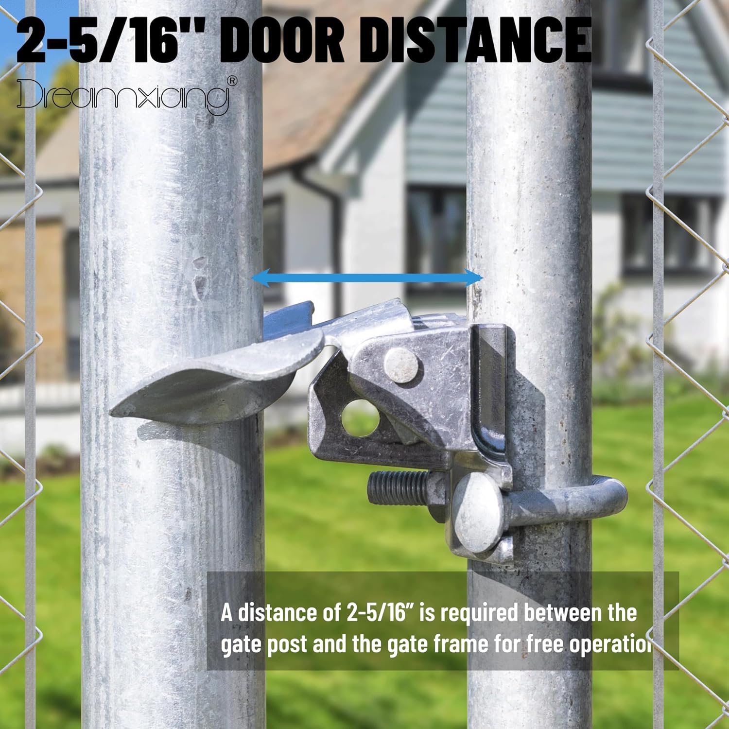 Chain Link Butterfly Gate Latch for 1-3/8" Gate Frame, Silver, 2 Pack - Secure Kennel Gate Latch with Padlock Hole