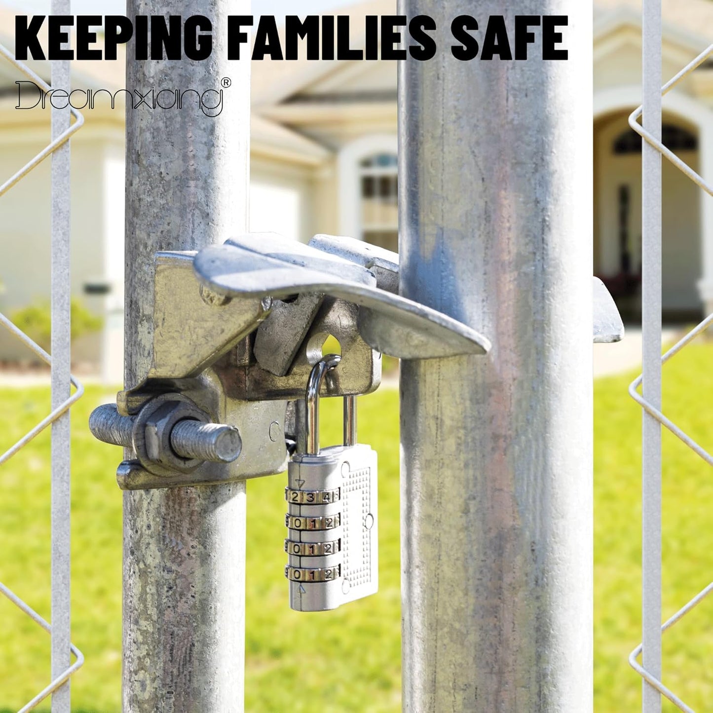 Chain Link Butterfly Gate Latch for 1-3/8" Gate Frame and 2-3/8" Gate Post - Silver, 1 Pack with Padlock Hole