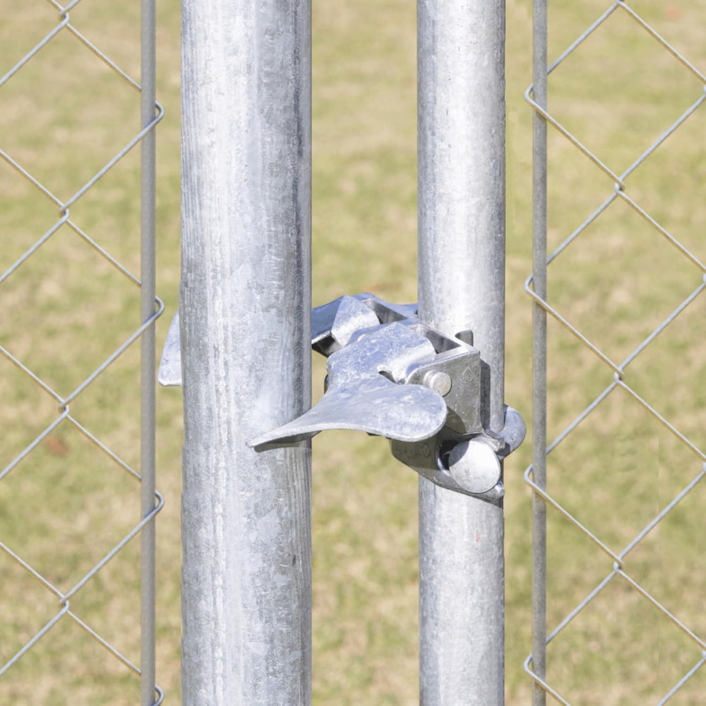 Chain Link Butterfly Gate Latch for 1-3/8" Gate Frame, Silver, 2 Pack - Secure Kennel Gate Latch with Padlock Hole