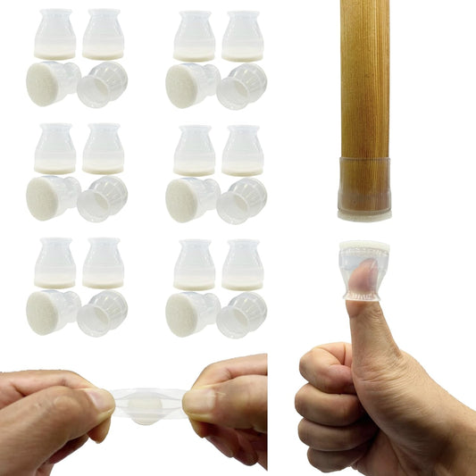 Chair Leg Caps Floor Protectors - Small Fit 0.8”to 1.3”, Silicone Furniture Pads with Felt for Hardwood Floors, Noise-Free Chair Leg Protectors