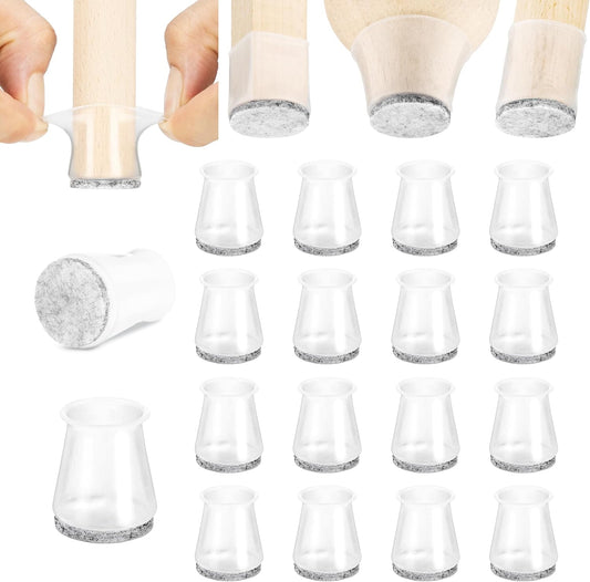 Chair Leg Floor Protectors with Felt Bottom Silicone Pads - Ideal for Hardwood Floors & Furniture Feet - Rubber Caps for Chairs - Furniture Floor Protectors