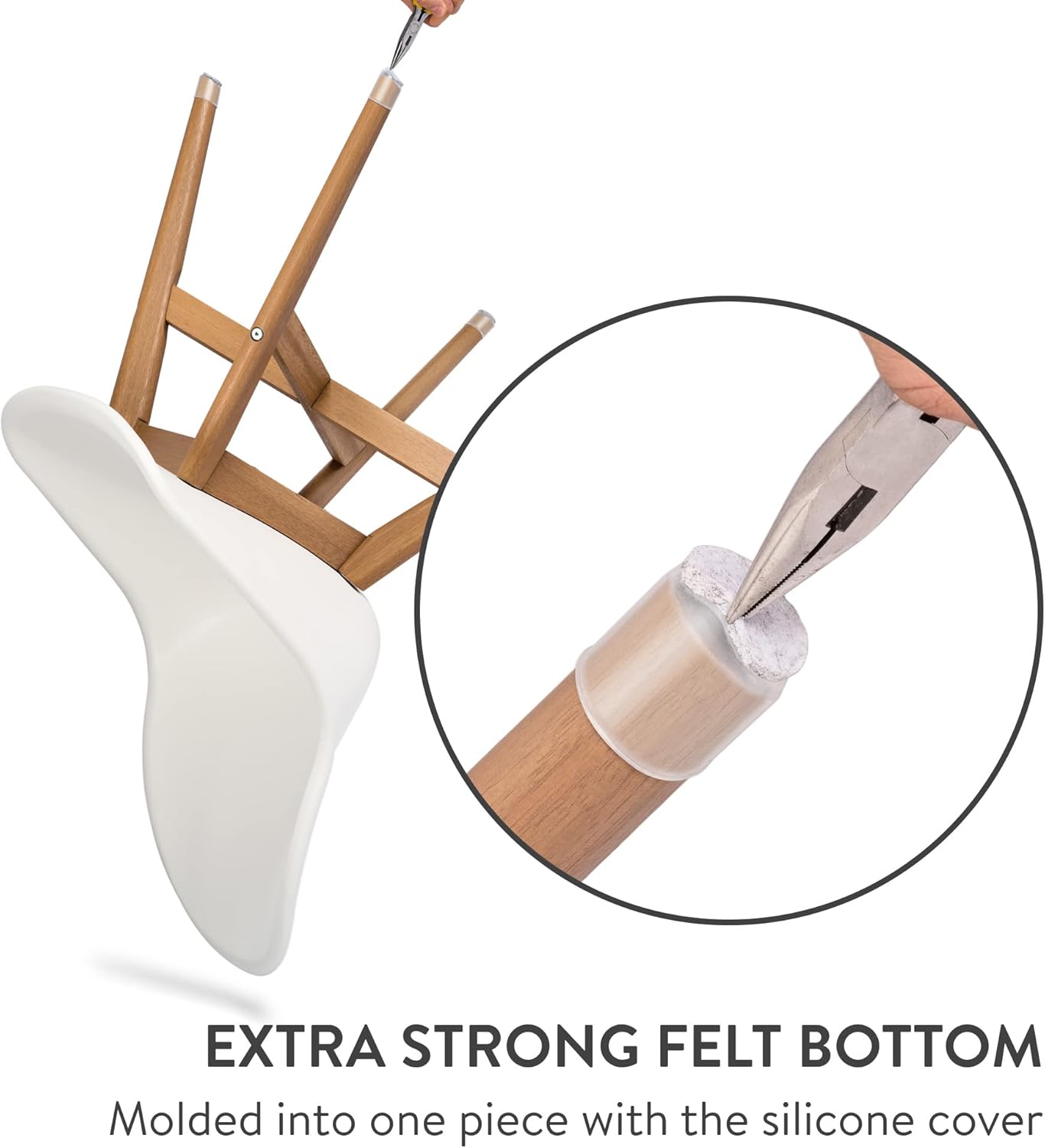 Chair Leg Floor Protectors with Felt Bottom Silicone Pads - Ideal for Hardwood Floors & Furniture Feet - Rubber Caps for Chairs - Furniture Floor Protectors