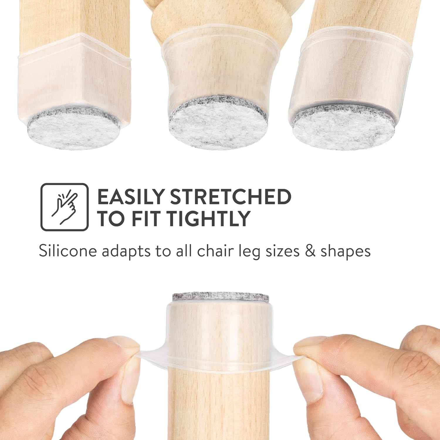 Chair Leg Floor Protectors with Felt Bottom Silicone Pads - Ideal for Hardwood Floors & Furniture Feet - Rubber Caps for Chairs - Furniture Floor Protectors