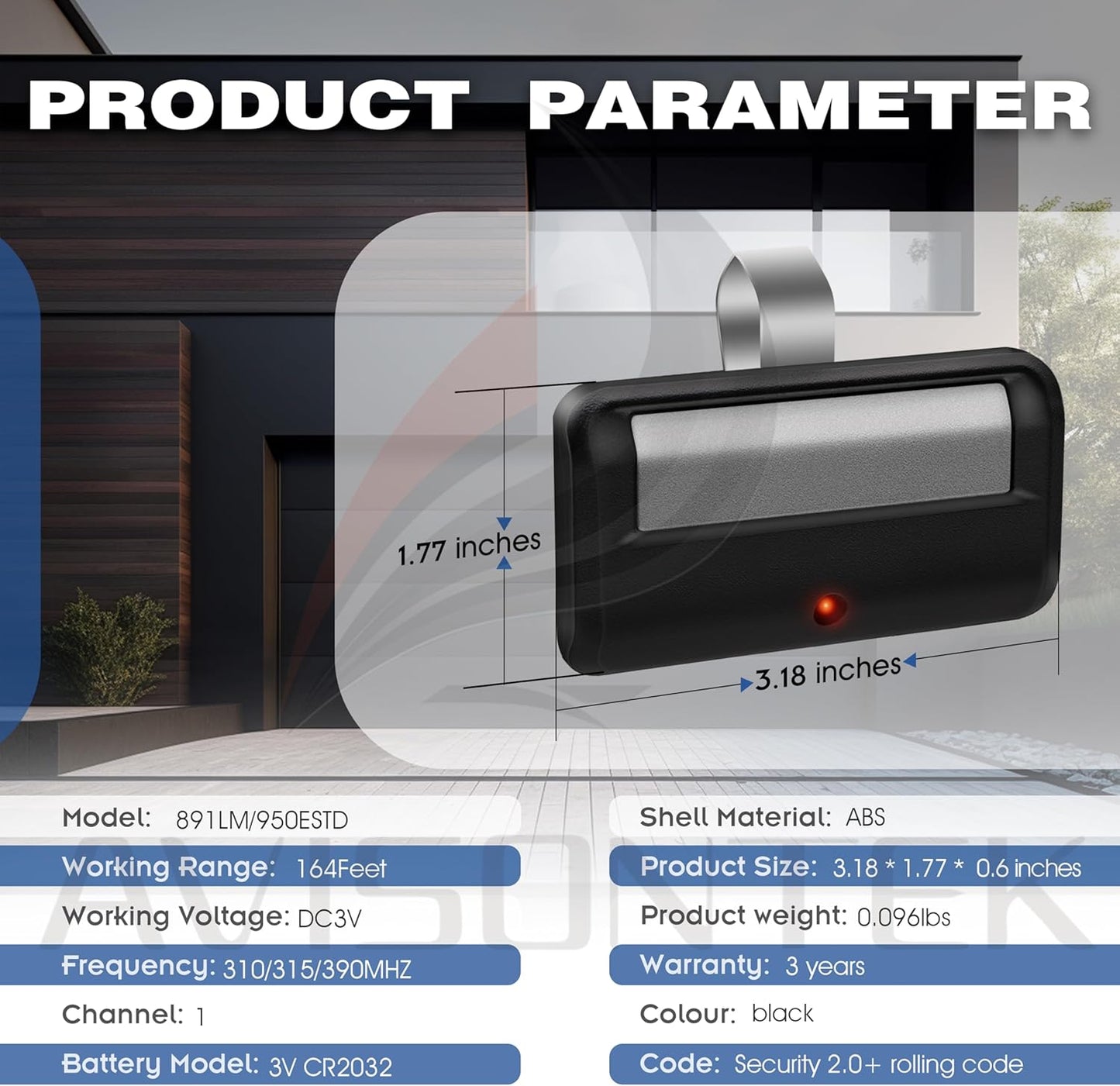 Chamberlain Garage Door Opener Remote Security 2.0+ MyQ Yellow Learn Button 3-Year Warranty by Avisontek - Pack of 2