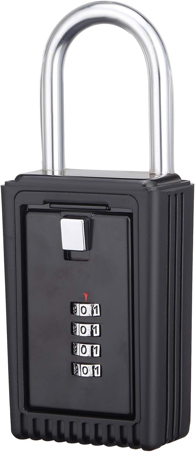 Champs Realtor 4-Digit Combination Padlock with Removable Key Lock Box - Set Your Own Combination for Real Estate Storage