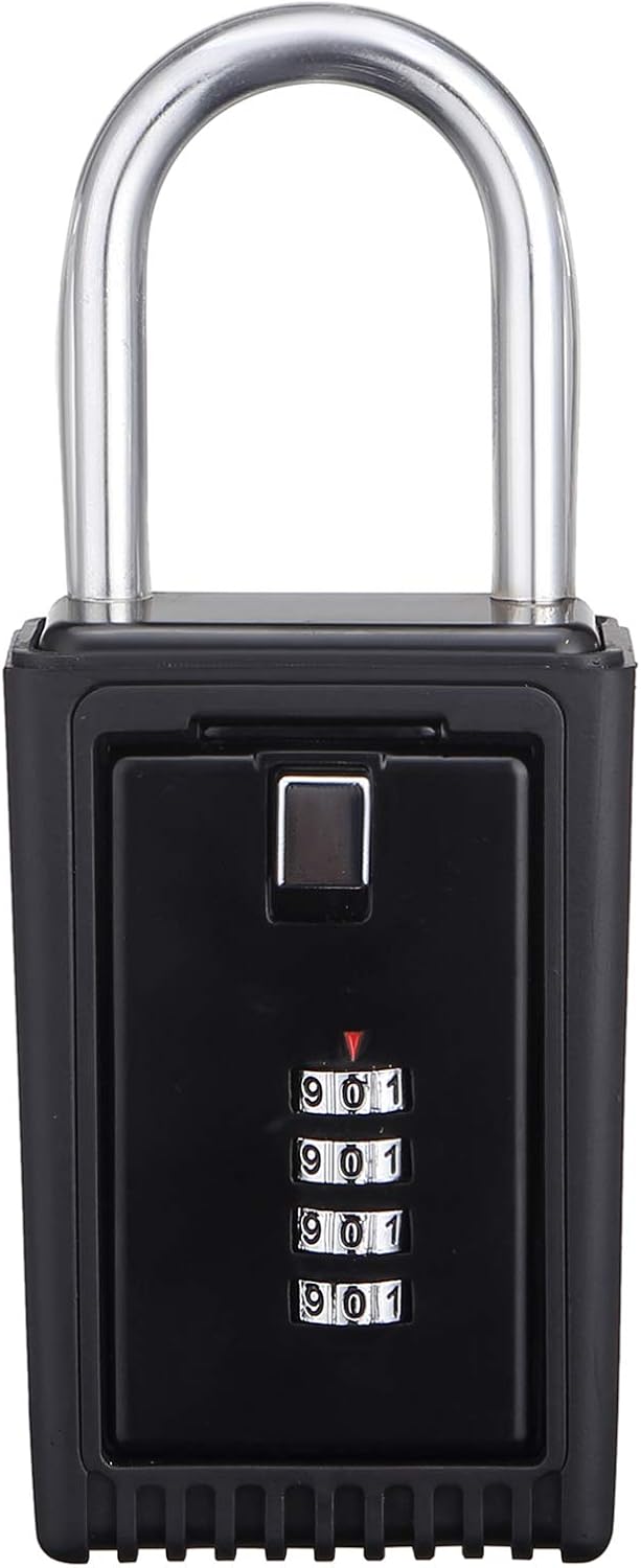 Champs Realtor 4-Digit Combination Padlock with Removable Key Lock Box - Set Your Own Combination for Real Estate Storage