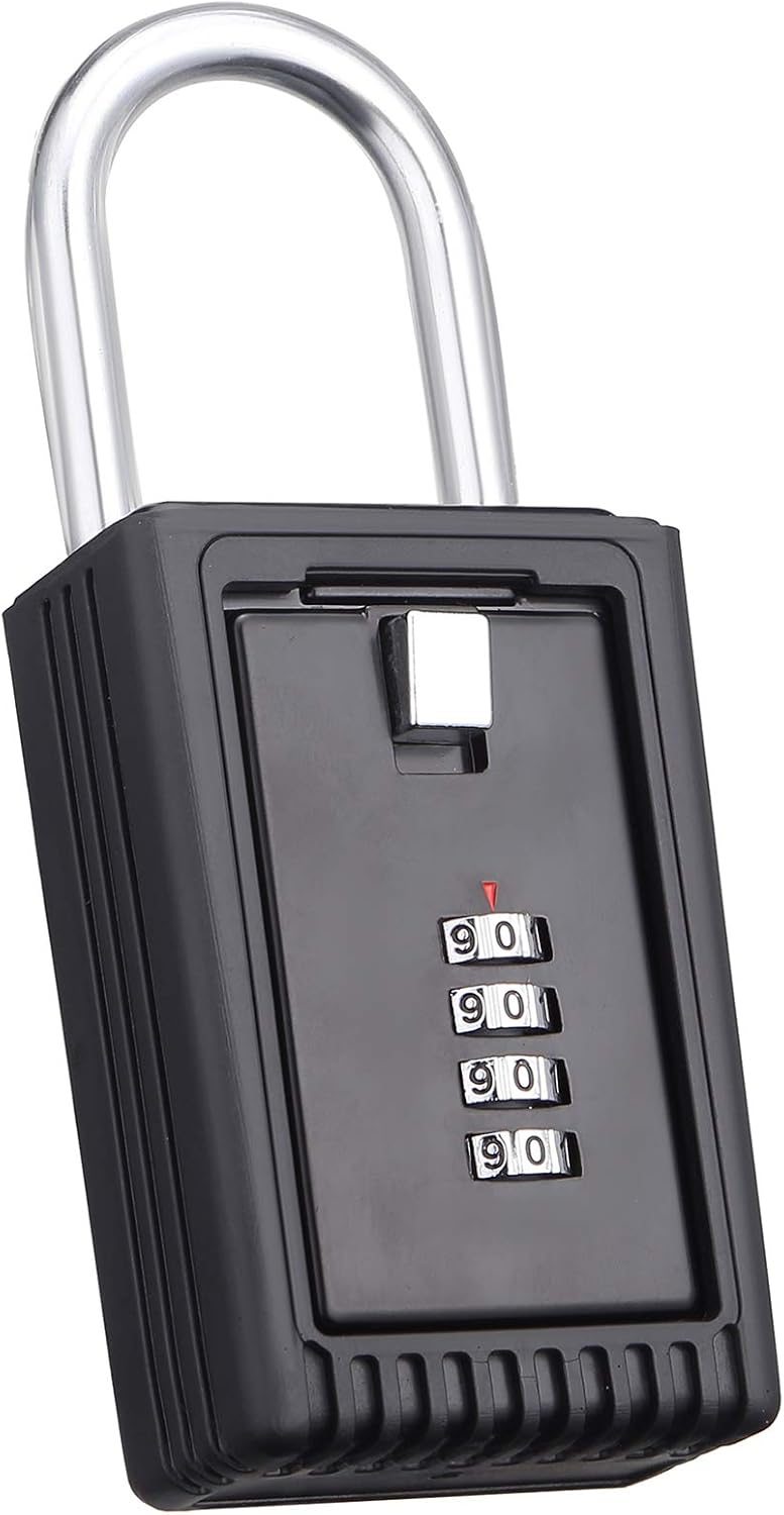 Champs Realtor 4-Digit Combination Padlock with Removable Key Lock Box - Set Your Own Combination for Real Estate Storage