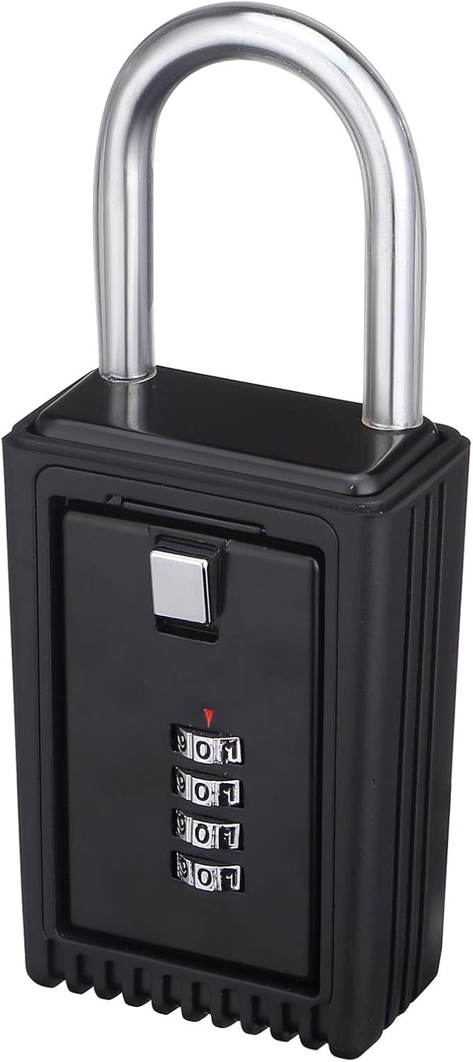 Champs Realtor 4-Digit Combination Padlock with Removable Key Lock Box - Set Your Own Combination for Real Estate Storage