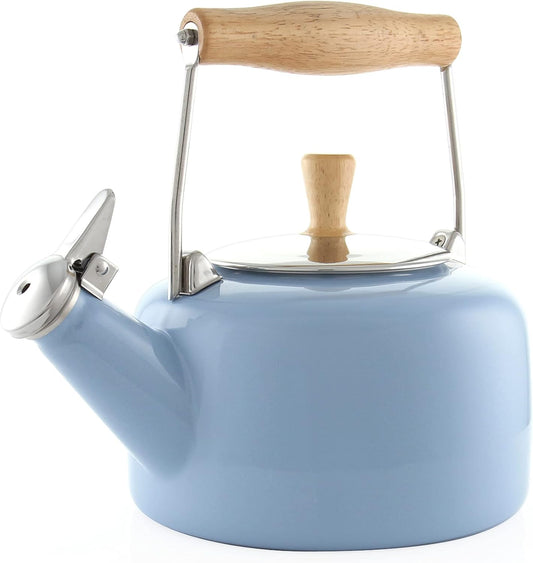 Chantal SVEN Enamel on Steel Whistling Teakettle - 1.4 quarts - Glacier Blue