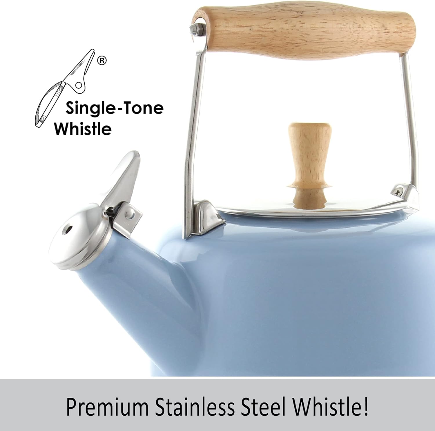 Chantal SVEN Enamel on Steel Whistling Teakettle - 1.4 quarts - Glacier Blue