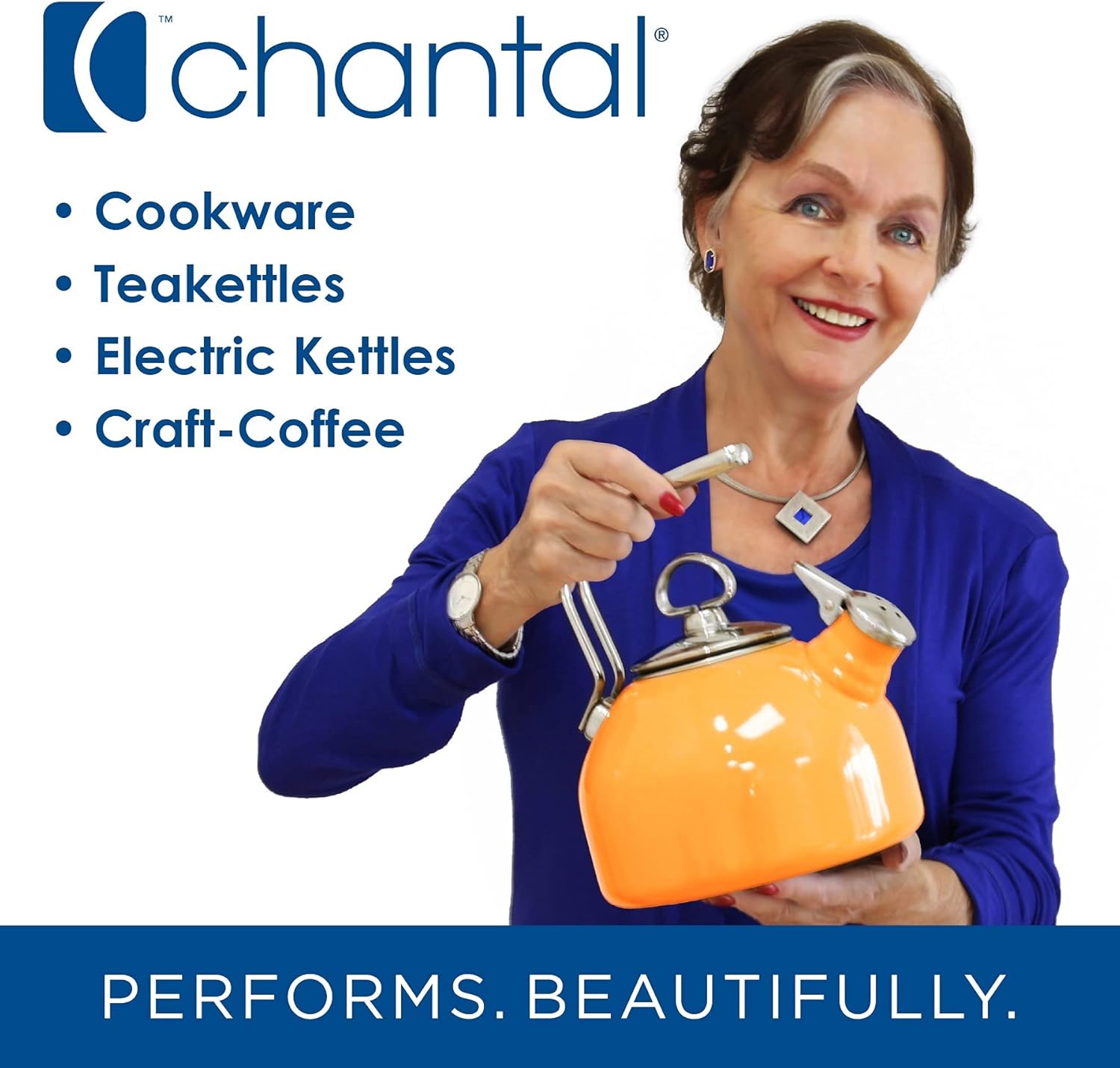 Chantal SVEN Enamel on Steel Whistling Teakettle - 1.4 quarts - Glacier Blue
