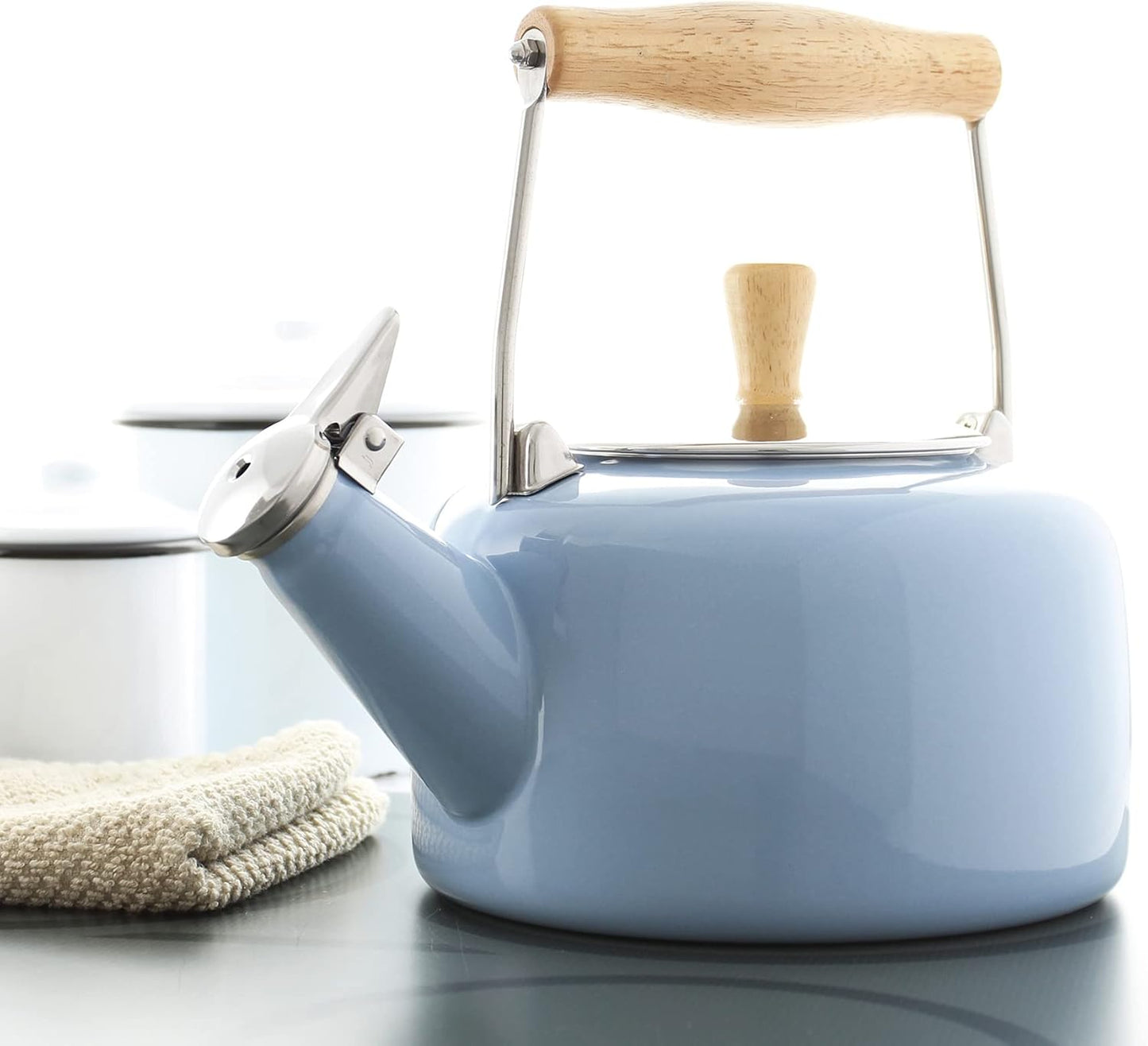 Chantal SVEN Enamel on Steel Whistling Teakettle - 1.4 quarts - Glacier Blue