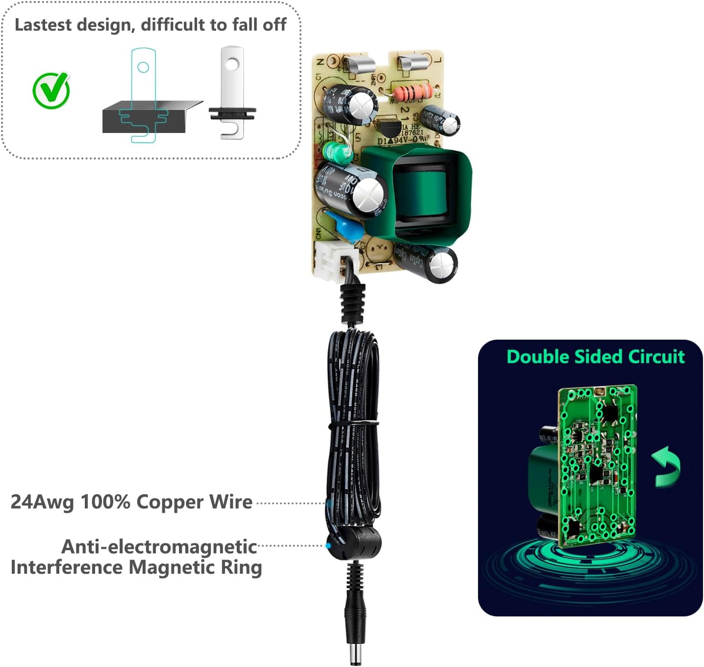 Chanzon 12V 0.5A Power Supply Adapter - AC/DC Switching Transformer for Wall Outlet - 12VDC 500mA Output - Universal Input 100-240V
