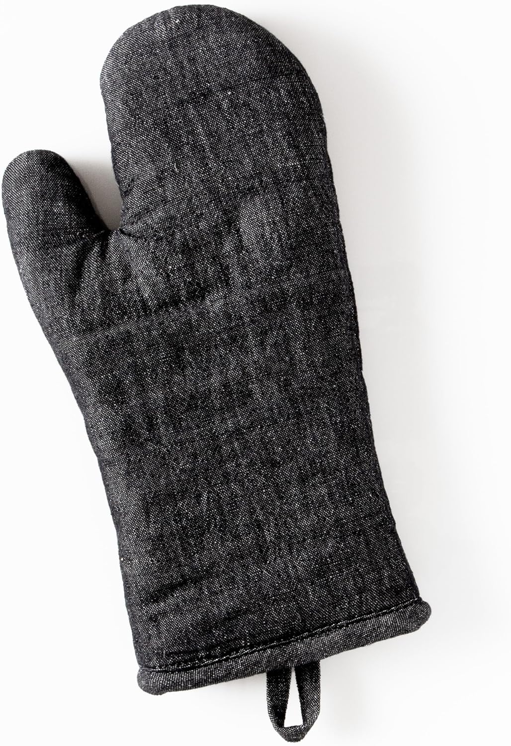 Charcoal Grey Linen-Cotton Oven Mitt & Pot Holders Set - Heat Resistant Gloves for Kitchen Cooking & Grilling, Complete Protection (Set of 3)