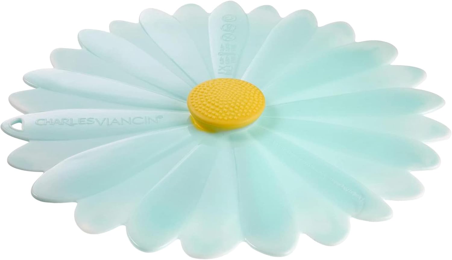 Charles Viancin Daisy Silicone Lid 11'' Airtight Seal for Food Storage and Cooking - Aqua Color - BPA-Free - Oven, Microwave, Freezer, Stovetop and Dishwasher Safe